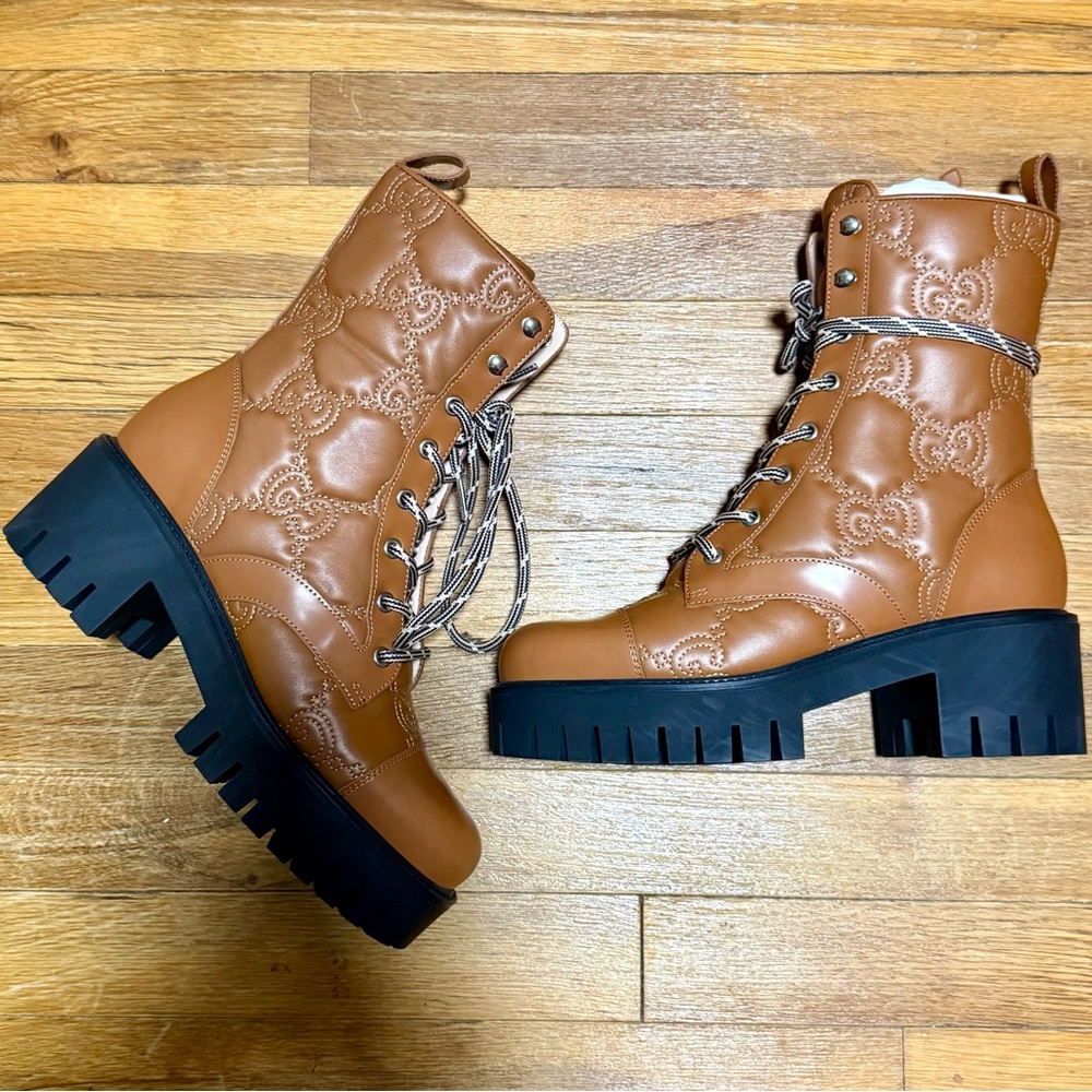 Gucci GG Matelassé leather combat boots - Picture 2 of 4